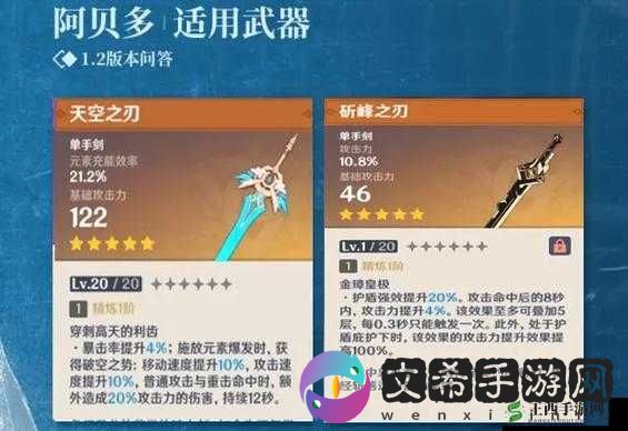 原神阿贝多武器选择指南：助你打造强力角色